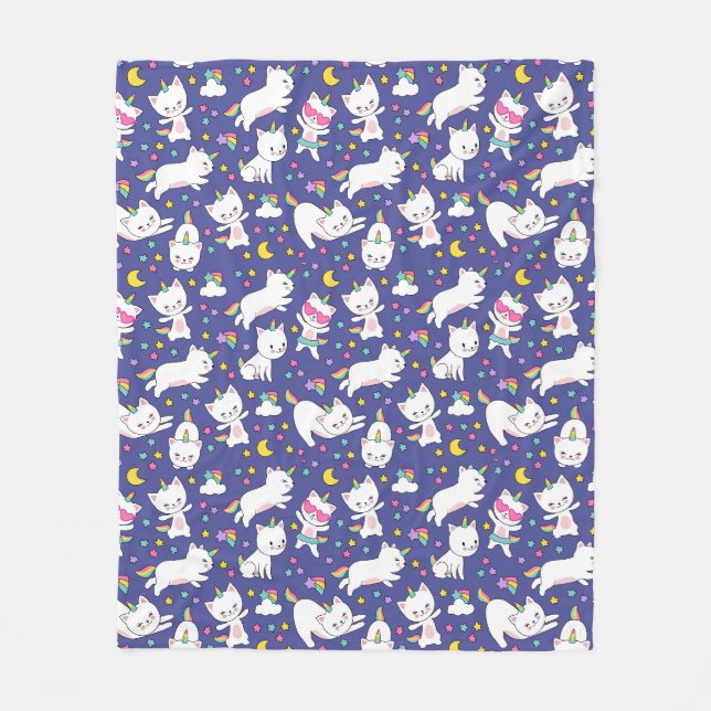 Regenbogen-Einhorn-Kitty Fleecedecke (Vorderseite)