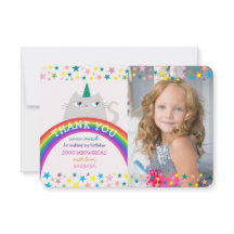 Regenbogen-Einhorn-Mädchen-Foto-Geburtstags-Dankes