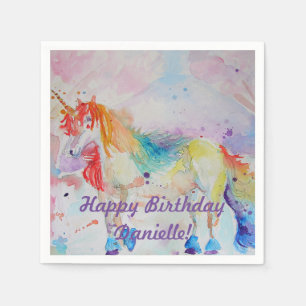 Regenbogen-Einhorn-Mädchen-Geburtstags-Servietten- Serviette