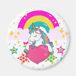 Regenbogen-Einhorn mit Sternen Magnet