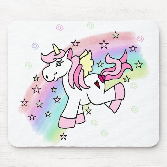 Regenbogen-Einhorn Mousepad (Vorne)