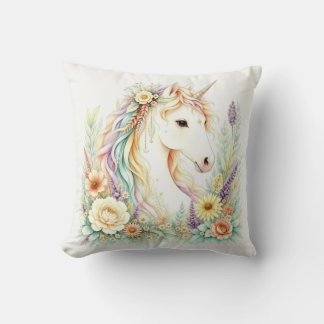 Regenbogen-Einhorn-Pastell-Wasserfarben-Kissen Kissen
