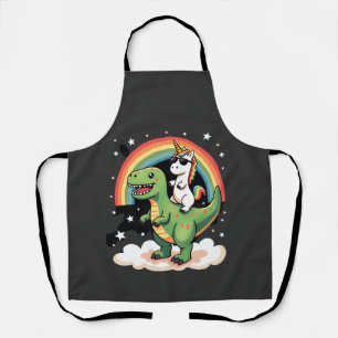 Regenbogen-Einhorn reitet auf T-Rex - Dinosaurier Schürze