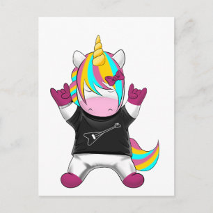 Regenbogen Einhorn Rocker Postkarte