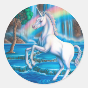 Regenbogen-Einhorn Runder Aufkleber