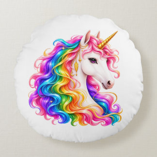 Regenbogen-Einhorn Rundes Kissen