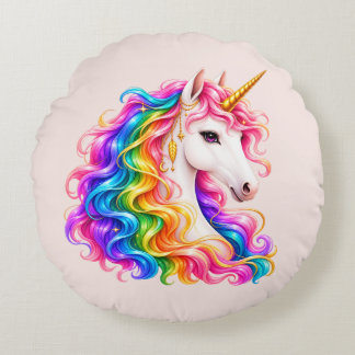 Regenbogen-Einhorn Rundes Kissen