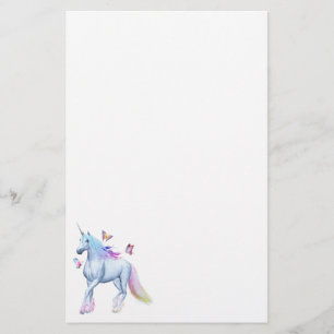 Regenbogen-Einhorn und -schmetterlinge Briefpapier