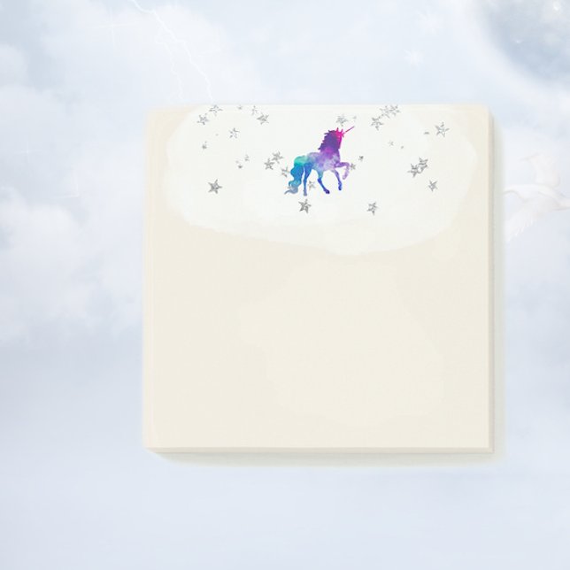 Regenbogen Einhorn und Silbersterne Post-it Klebezettel (Von Creator hochgeladen)