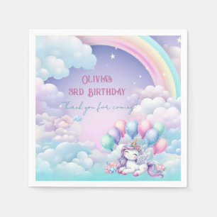 Regenbogen-Einhorn-Zauber-Moment Mädchen-Geburtsta Serviette