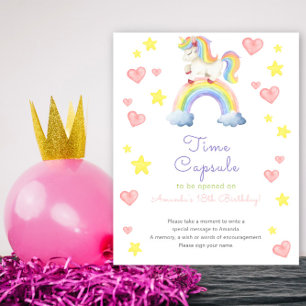 Regenbogen-Einhorn - Zeitkapsel 1. Geburtstag Poster