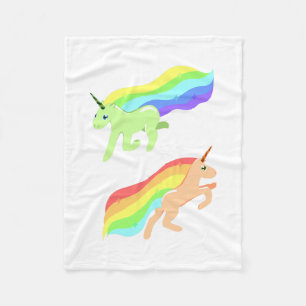 Regenbogen-Einhörner Fleecedecke