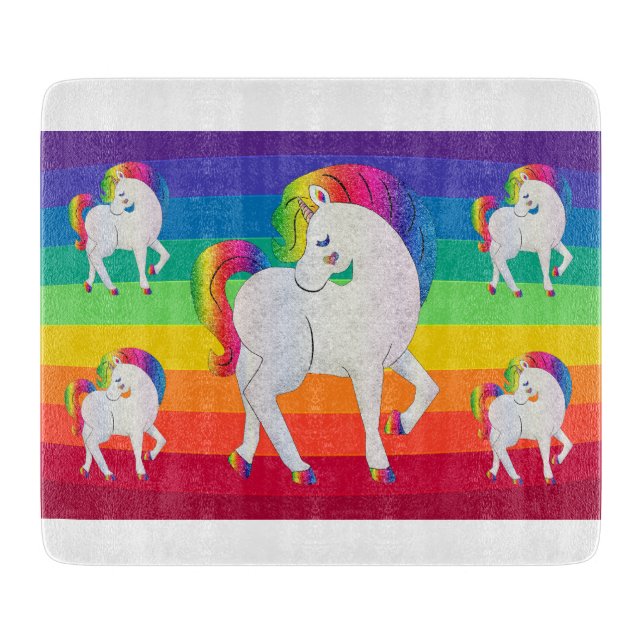 Regenbogen-Einhörner  Schneidebrett (Vorderseite)