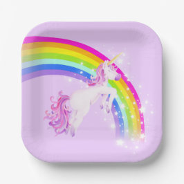 Regenbogen Einhornspringen lila Himmel Pappteller