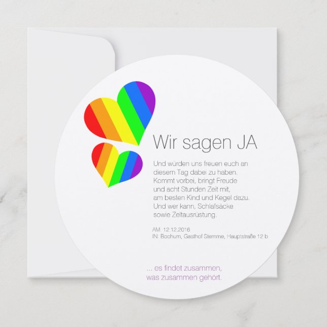 Regenbogen Einladung (Rückseite)