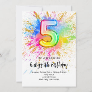 Regenbogen-Einladung zum 5. Geburtstag Einladung