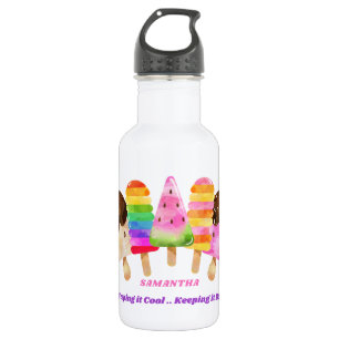 Regenbogen-Eis-am-Stiel-Farbenfrohe Kinder Persona Edelstahlflasche