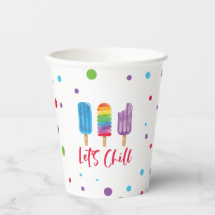 Regenbogen-Eis am Stiel Lass uns Chillen Sommer Ge Pappbecher