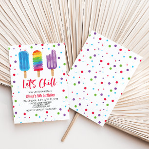 Regenbogen-Eis am Stiel Lass uns den Sommer-Geburt Einladung