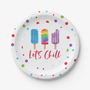 Regenbogen-Eis am Stiel Lass uns Sommer-Geburtstag Pappteller