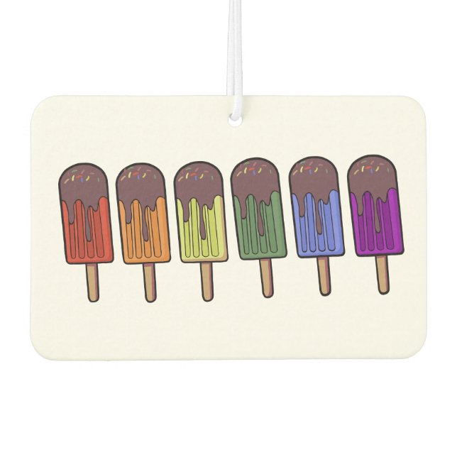 Regenbogen-Eis-am-Stiel-Parade Autolufterfrischer (Vorderseite)
