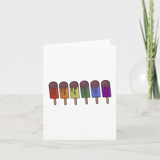 Regenbogen-Eis-am-Stiel-Parade Einladung (Vorderseite)