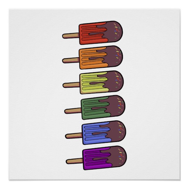 Regenbogen-Eis-am-Stiel-Parade Poster (Vorderseite)
