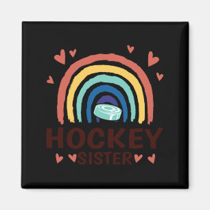 Regenbogen-Eishockey-Familie passende Hockey-Schwe Magnet