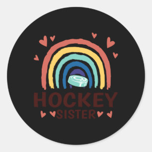 Regenbogen-Eishockey-Familie passende Hockey-Schwe Runder Aufkleber