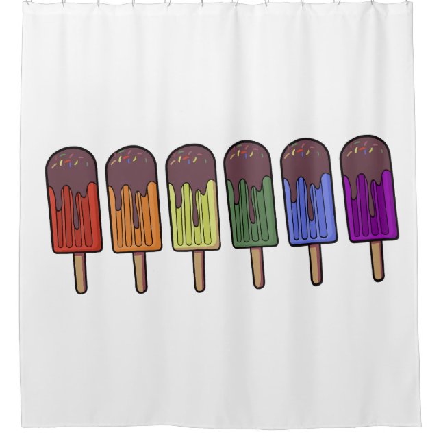 Regenbogen-Eisparade Duschvorhang (Vorderseite)