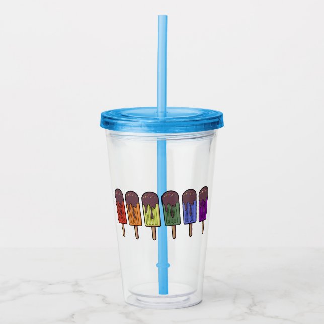 Regenbogen-Eispop-Parade Acryltrinkbecher (Vorderseite)