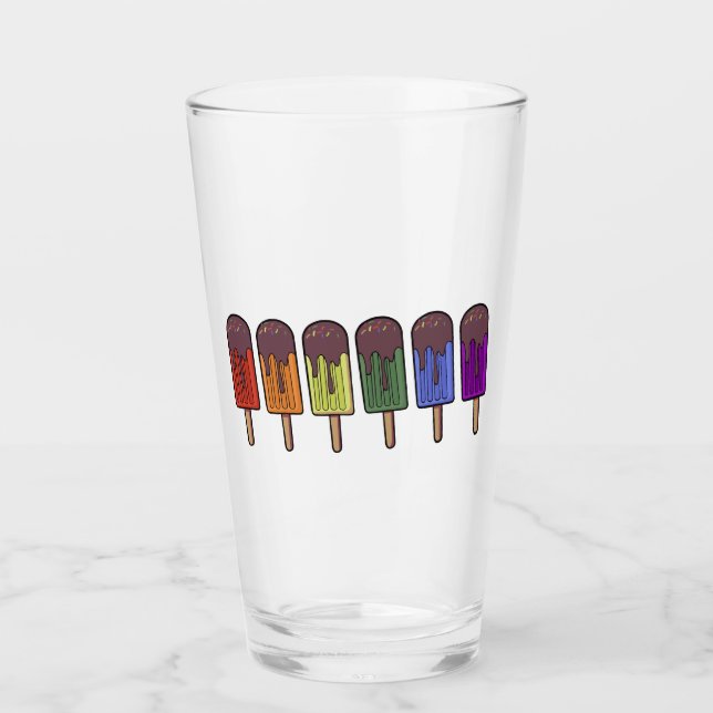 Regenbogen-Eispop-Parade Glas (Vorderseite)