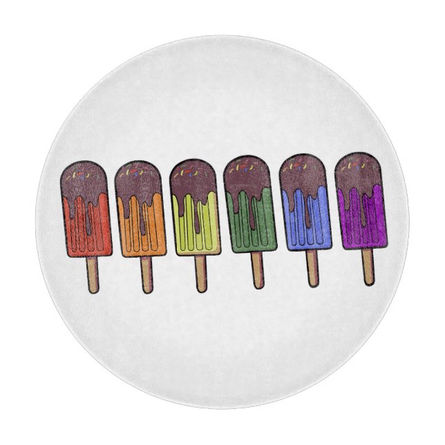 Regenbogen-Eispop-Parade Schneidebrett (Vorderseite)