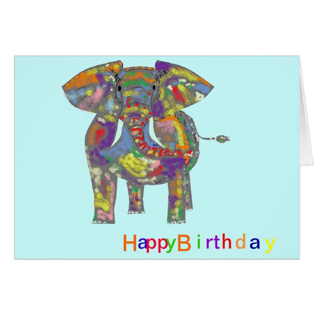 Regenbogen-Elefant, bunter Entwurf, für jedermann (Vorderseite (Horizontal))