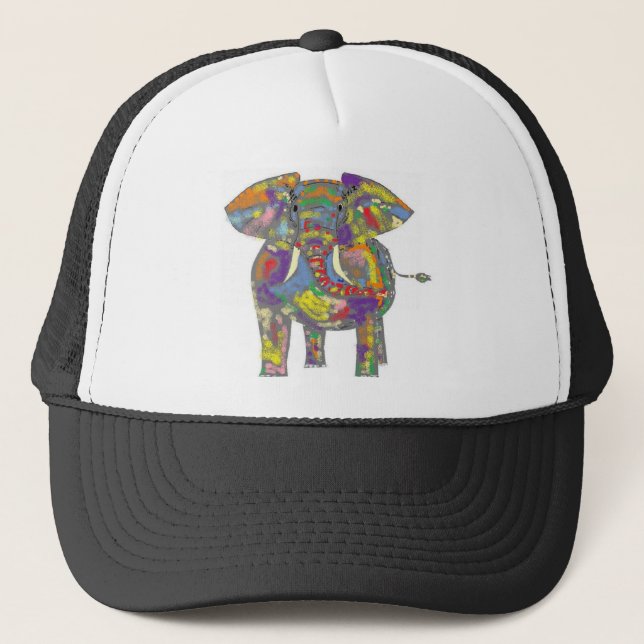 Regenbogen-Elefant, bunter Entwurf, für jedermann Truckerkappe (Vorderseite)