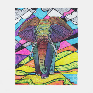 Regenbogen-Elefant-Fleece-Decke Fleecedecke
