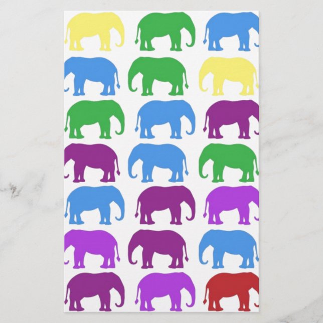 Regenbogen-Elefant-nobler Designer Briefpapier (Vorderseite)
