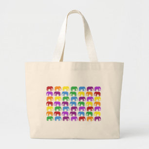 Regenbogen-Elefant-nobler Designer Jumbo Stoffbeutel