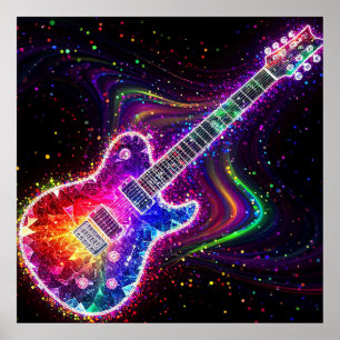 🎸 Regenbogen-Elektrogitarre-Dekor für Musikliebha Poster