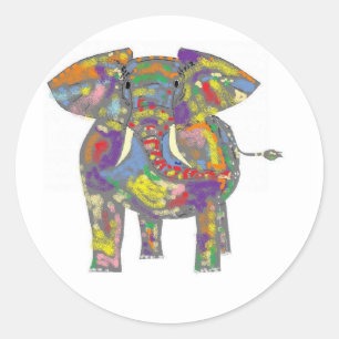 Regenbogen Elephant-Aufkleber Runder Aufkleber