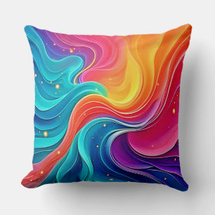 Regenbogen-Energie-Wirbel: Lebendige Flow-Kunst Kissen