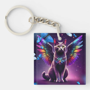 Regenbogen Engel Katze Schlüsselanhänger