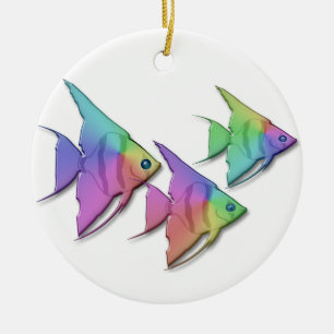 Regenbogen-Engels-Fische Keramikornament