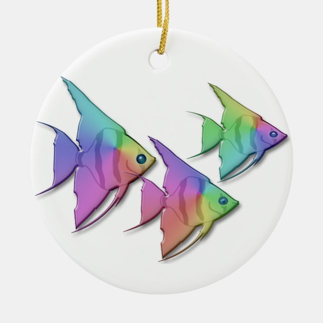 Regenbogen-Engels-Fische Keramikornament (Vorne)