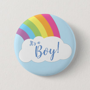 Regenbogen Es ist ein Boy Baby Shower Button