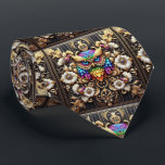 Regenbogen-Eule Art Deco Schlips – Schwarz, Weiß & Krawatte<br><div class="desc">Regenbogen-Eule Art Deco Krawatte – Schwarz,  Weiß & Gold</div>