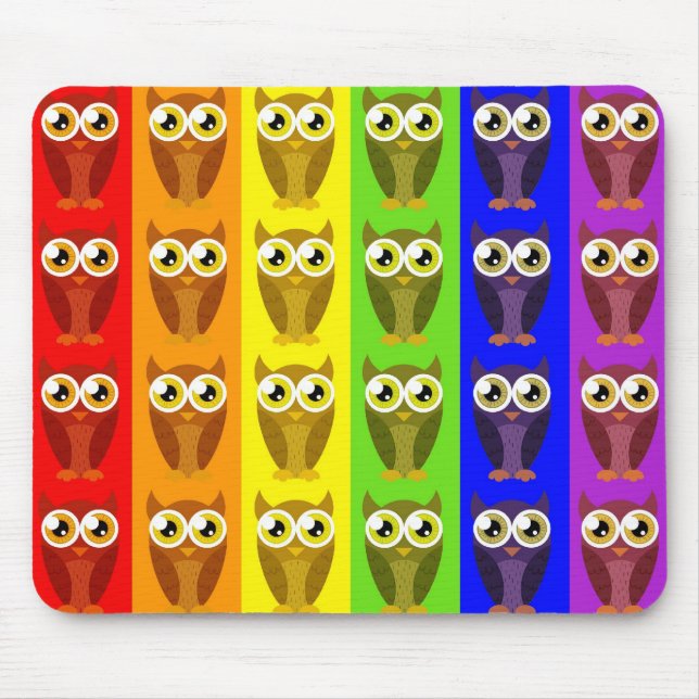 Regenbogen-Eulen Mousepad (Vorne)