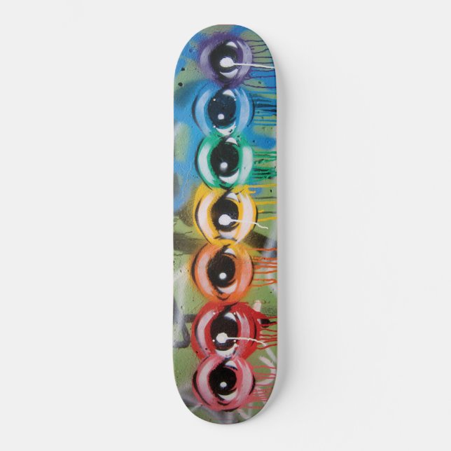 Regenbogen Eyez Tropfen Skateboard (Vorderseite)