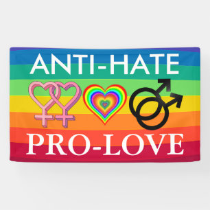 Regenbogen-Fahne Anti-Hass Pro-Liebe Protest-LGBT Banner
