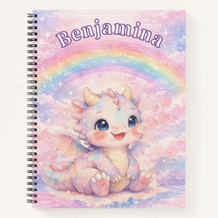 Regenbogen-Fantasie-Drache Süße rosa Herzen Mädche Notizbuch